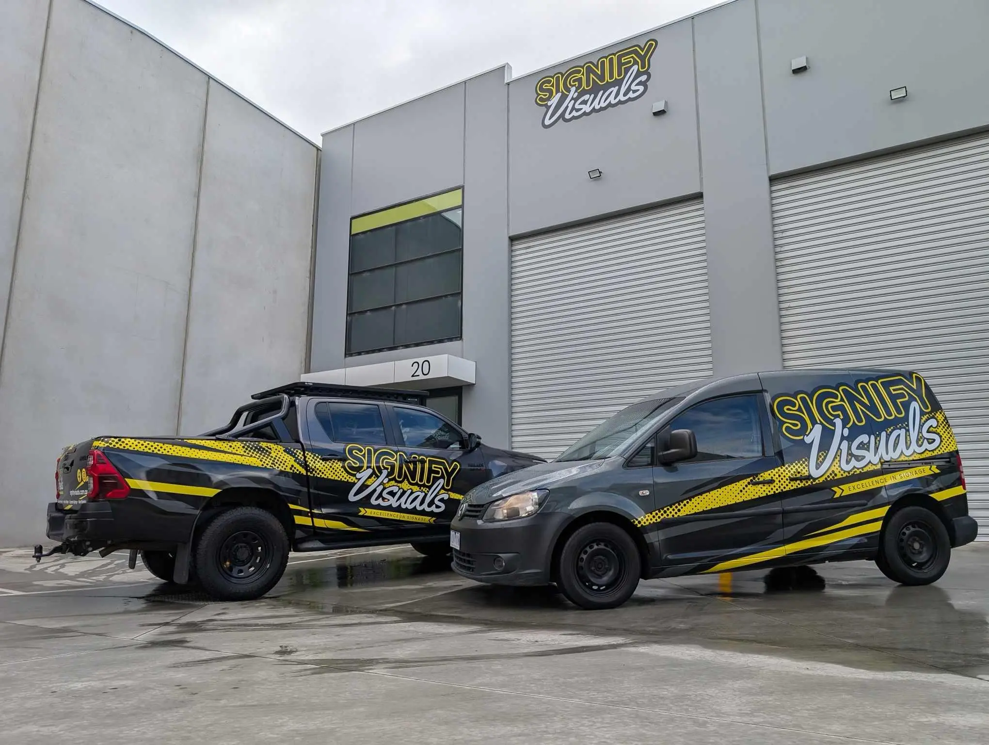 Signify Visuals workshop and vehicles