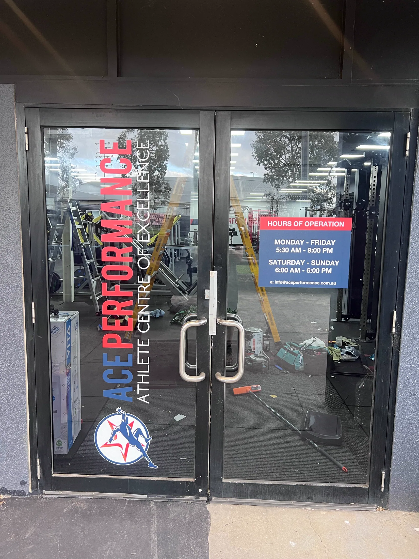 ACE Performance signage at an alternate angle