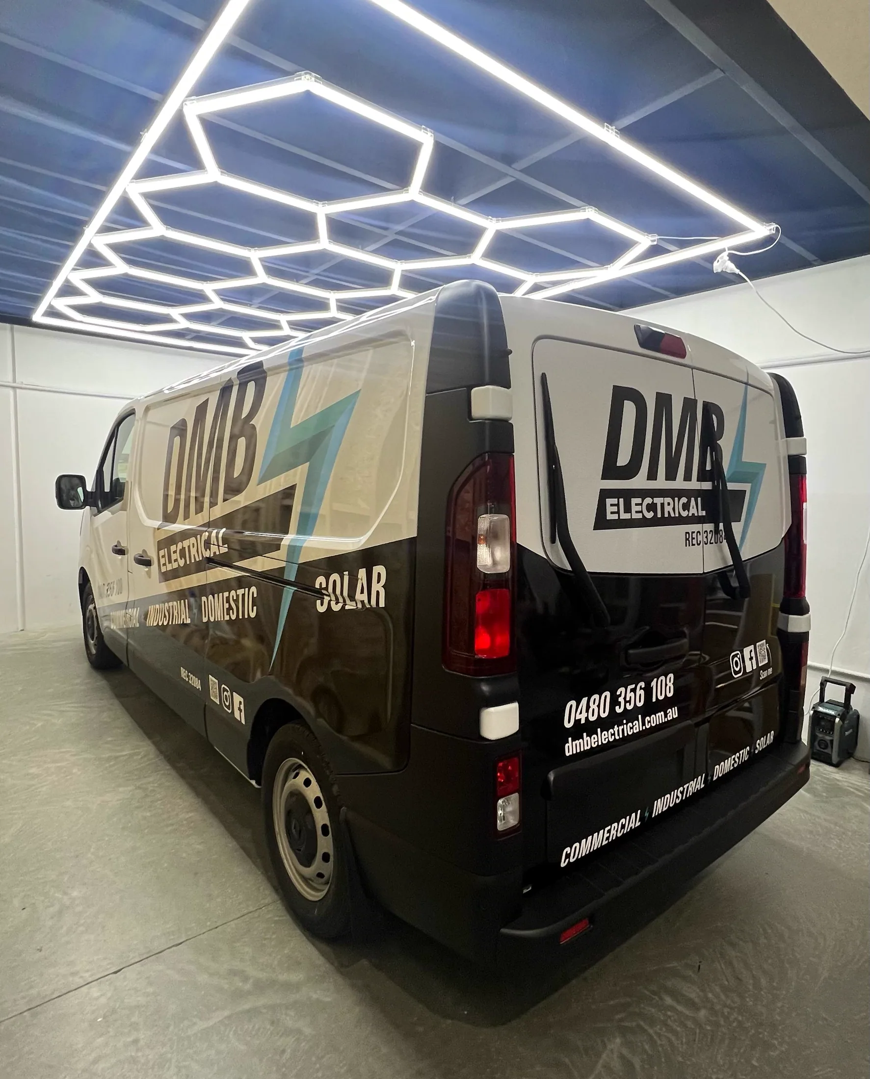 DMB Electrical fleet graphics on a finished vehicle