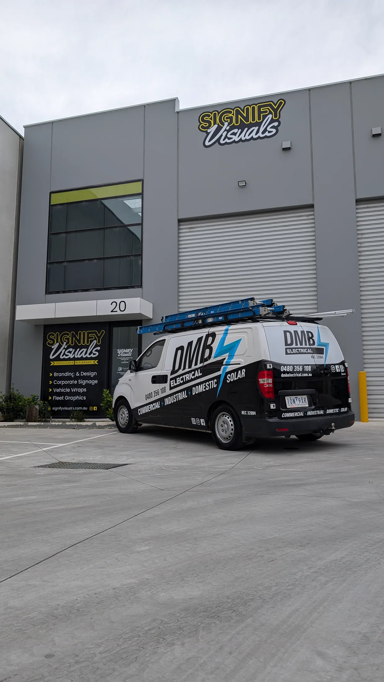 DMB Electrical branded fleet vehicle at the workshop