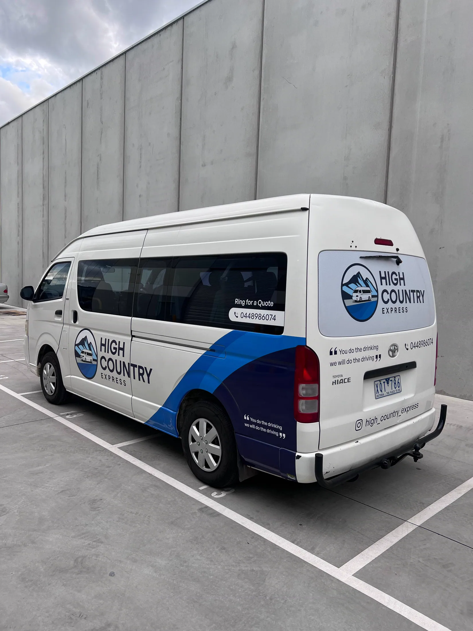 High Country Express branded fleet vehicle in profile