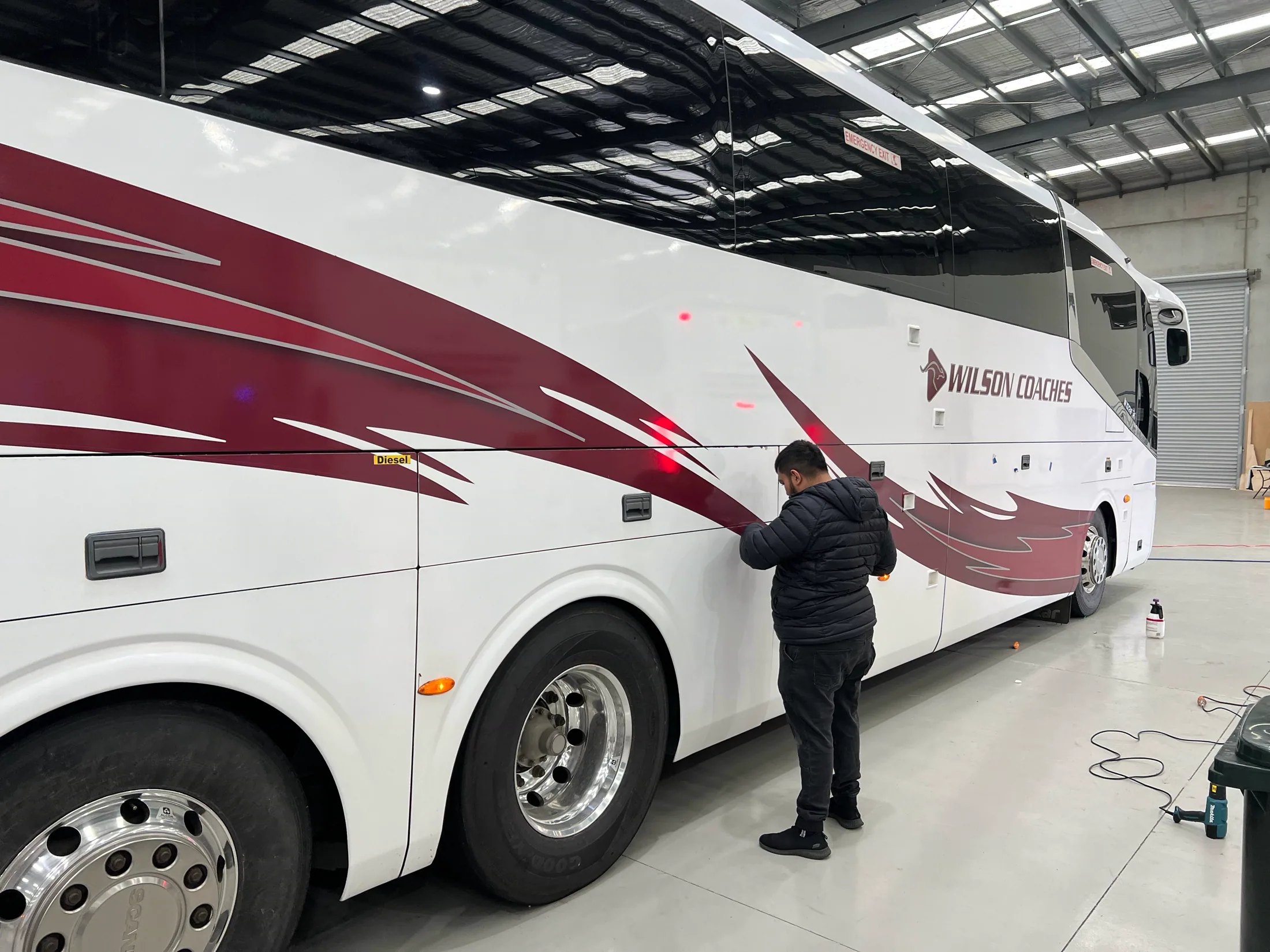 Wilson Coaches coach wrap detail on the body